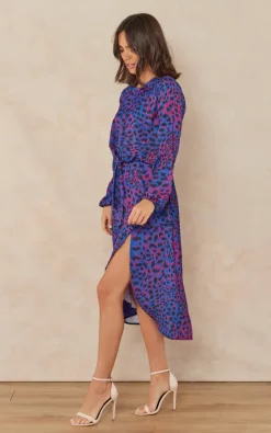 Buy ⭐ Jenerique Wrap Asymmetric Hem ???? Dress In Sax Animal Print ???? -Zack Sales Store 2022 09 07 Jen Mollie Jenerique1834