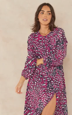 Cheap ???? Jenerique Wrap Asymmetric Hem ???? Dress In Purple Fuchsia Animal Print ???? -Zack Sales Store 2022 09 07 Jen Mollie Jenerique1894
