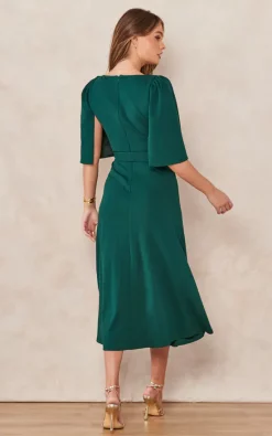 Best deal ???? Edie B. Anna Green Cape Split Sleeve Mock Wrap ???? Dress With Side Split ???? -Zack Sales Store 2022 09 13 Tom Chynna EdieB10304