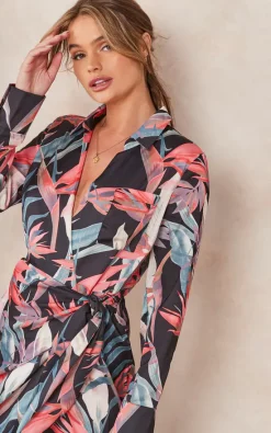 Outlet ???? Nikka Black Floral Print Wrap ???? Shirt Midi ???? Dress ❤️ -Zack Sales Store 2022 09 13 Tom Chynna Nikki11084