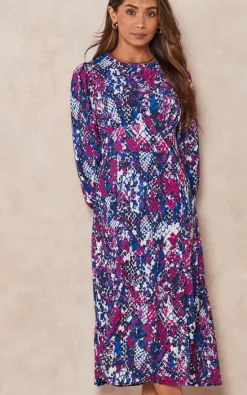Coupon ???? Jenerique Long Sleeve Midi ???? Dress With 2 Slits In Fuchsia Snake Print ???? -Zack Sales Store 2022 09 13 Tom Shree Jenerique11490