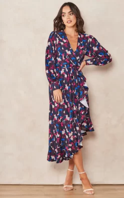 Best reviews of ✔️ Jenerique Asymmetrical Ruffle Hem Wrap Midi ???? Dress In Blue Geometrical Print ???? -Zack Sales Store 2022 09 14 Tom Mollie Jenerique13219