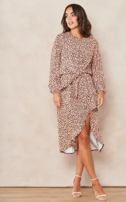 Hot Sale ???? Jenerique Wrap Asymmetric Hem ???? Dress In Gold Abstract Polka Dot Print ???? -Zack Sales Store 2022 09 14 Tom Mollie Jenerique13664
