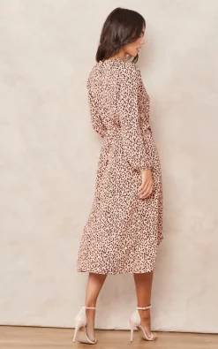 Hot Sale ???? Jenerique Wrap Asymmetric Hem ???? Dress In Gold Abstract Polka Dot Print ???? -Zack Sales Store 2022 09 14 Tom Mollie Jenerique13680