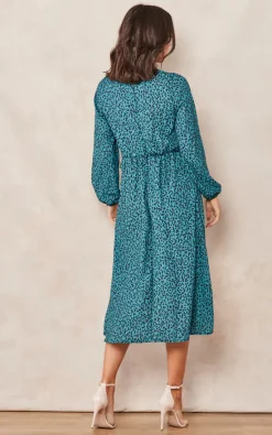 Budget ???? Jenerique Wrap Asymmetric Hem ???? Dress In Green Abstract Polka Dot Print ???? -Zack Sales Store 2022 09 14 Tom Mollie Jenerique13725