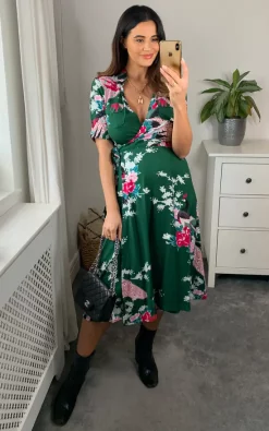 Top 10 ✨ Ruby Rocks Vintage Wrap Midi ???? Dress Eastern Peacock Hunter Green ????