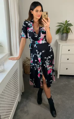 Brand new ???? Ruby Rocks Vintage Wrap Midi ???? Dress Eastern Peacock Black ⭐