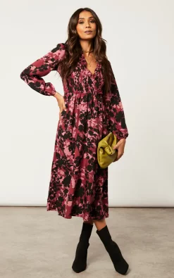 Promo ❤️ Blue Vanilla Shirred Bust Wrap Midi ???? Dress ????