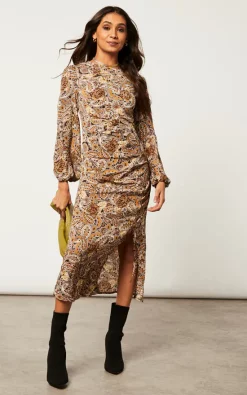 New ???? Blue Vanilla Ruched Midi ???? Dress With Balloon Sleeve ???? -Zack Sales Store 2022 09 27 Jen Shree BlueVanilla1902