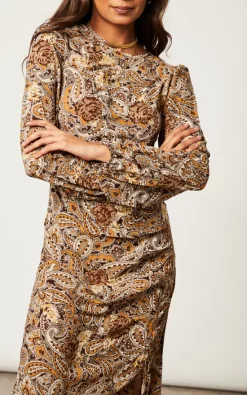 New ???? Blue Vanilla Ruched Midi ???? Dress With Balloon Sleeve ???? -Zack Sales Store 2022 09 27 Jen Shree BlueVanilla1927