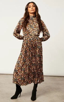 Cheap ✨ Blue Vanilla Animal Print High Neck Pleated Midi ???? Dress ???? -Zack Sales Store 2022 09 27 Jen Shree BlueVanilla2494