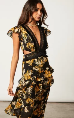 Budget ???? Dark Pink Short Sleeve Black And Gold Maxi ???? Dress With V Neck Lace Hem Detail ???? -Zack Sales Store 2022 09 27 Jen Shree DarkPink3317