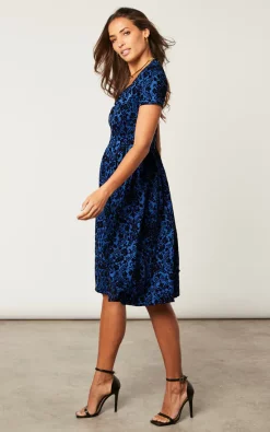 Best Pirce ✔️ Feverfish Flock Print Vintage Flared ???? Dress Royal Blue ???? -Zack Sales Store 2022 09 30 Jen Charlotte Feverfish1324