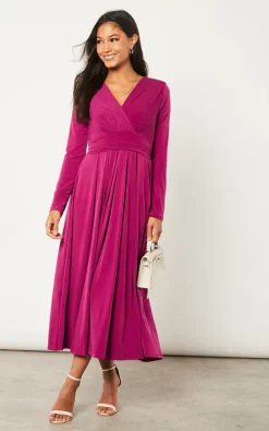 Buy ???? Jenerique Long Belt Maxi ???? Dress In Plain Fuchsia ????