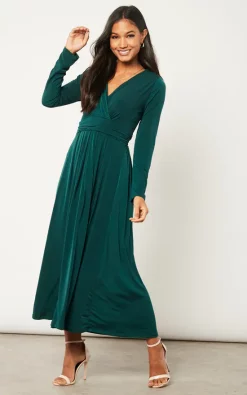 Promo ???? Jenerique Long Belt Maxi ???? Dress In Dark Green ????