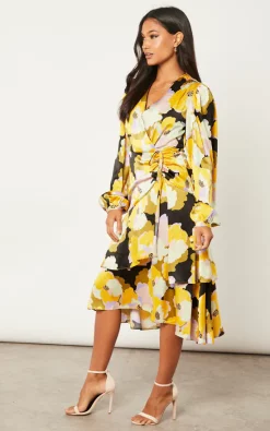 Flash Sale ???? Liquorish Earth Tone Floral Print Midi ???? Dress ???? -Zack Sales Store 2022 10 04 Jen Julia Jenerique3750