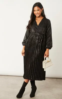 Budget ???? Blue Vanilla Jacquard Wrap Fron T Belted Pleated Midi ???? Dress ???? -Zack Sales Store 2022 10 18 Jen Julia BlueVanilla9511