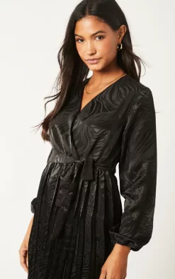 Budget ???? Blue Vanilla Jacquard Wrap Fron T Belted Pleated Midi ???? Dress ???? -Zack Sales Store 2022 10 18 Jen Julia BlueVanilla9523