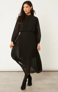 New ???? Blue Vanilla High Neck Pleated Midi ???? Dress ????