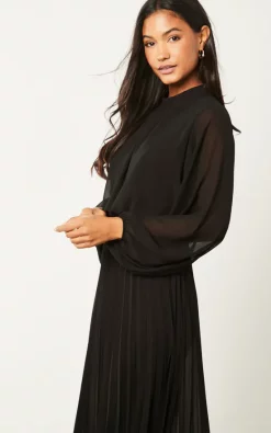 New ???? Blue Vanilla High Neck Pleated Midi ???? Dress ???? -Zack Sales Store 2022 10 18 Jen Julia BlueVanilla9547