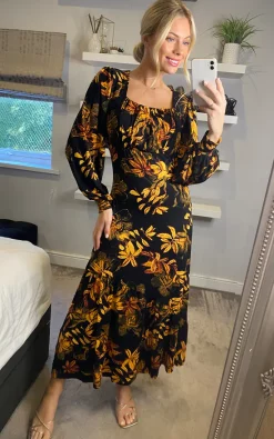 Budget ❤️ Joe Browns Glorious Golden Leaves Black Midi ???? Dress ????