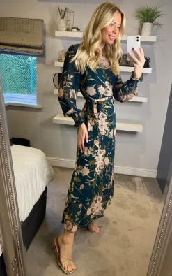 New ???? Izabel London Emerald Floral A Line Midi ???? Dress With Belt ???? -Zack Sales Store 2022 10 24 sasha Izabel17 1