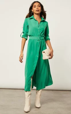 Promo ???? Jenerique ???? Shirt Wrap Midi Belt ???? Dress In Green ???? -Zack Sales Store 2022 10 25 Jen Shree Jenerique11604