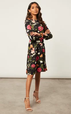 Buy ???? SIGNAGE Red Floral Print Round Neck Skater Midi ???? Dress ???? -Zack Sales Store 2022 10 25 Jen Shree Signage10877