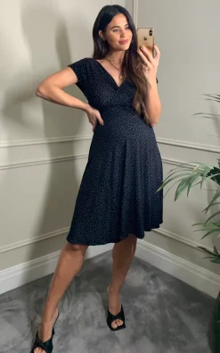 Discount ???? Tiffany Rose Maternity Alessandra Maternity/Nursing ???? Dress In Polka Dot Navy ????