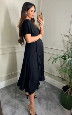 Cheap ???? Tiffany Rose Maternity Waterfall Maternity Midi Wedding Guest ???? Dress In Black ???? -Zack Sales Store 2022 10 26 Naomi TiffanyRose54