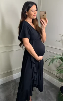 Cheap ???? Tiffany Rose Maternity Waterfall Maternity Midi Wedding Guest ???? Dress In Black ???? -Zack Sales Store 2022 10 26 Naomi TiffanyRose56