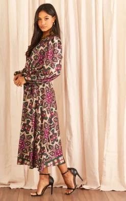 Cheapest ???? Blue Vanilla Print Satin Wrap Front ???? Dress With Tie Waist ???? -Zack Sales Store 2022 11 01 Tom Julia BlueVanilla14366