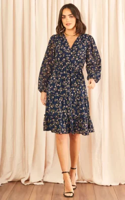 Coupon ???? TENKI LONDON Long Sleeve Floral Layer Tier Wrap Midi Occasion ???? Dress In Blue ???? -Zack Sales Store 2022 11 09 Tom Mollie Tenki17979