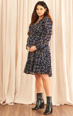 Coupon ???? TENKI LONDON Long Sleeve Floral Layer Tier Wrap Midi Occasion ???? Dress In Blue ???? -Zack Sales Store 2022 11 09 Tom Naomi Tenki18039
