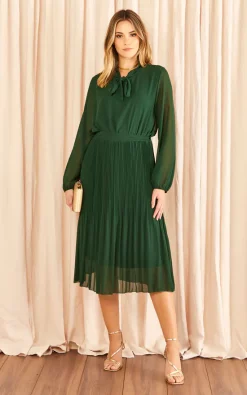 Wholesale ???? Aftershock Gold Pleated ???? Dress With Pussybow In Green ✨ -Zack Sales Store 2022 11 14 Jen Meg Aftershock19974