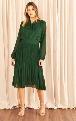 Wholesale ???? Aftershock Gold Pleated ???? Dress With Pussybow In Green ✨ -Zack Sales Store 2022 11 14 Jen Meg Aftershock19990