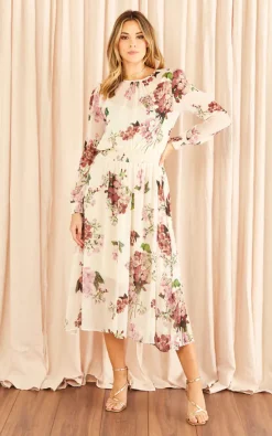 Brand new ???? URBAN TOUCH Floral Print Long Sleeve ???? Dress Cream ⌛