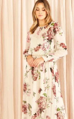Brand new ???? URBAN TOUCH Floral Print Long Sleeve ???? Dress Cream ⌛ -Zack Sales Store 2022 11 14 Jen Meg UrbanTouch19099