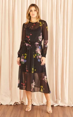Best Sale ???? URBAN TOUCH Floral Print Long Sleeve ???? Dress Black ???? -Zack Sales Store 2022 11 14 Jen Meg UrbanTouch19122