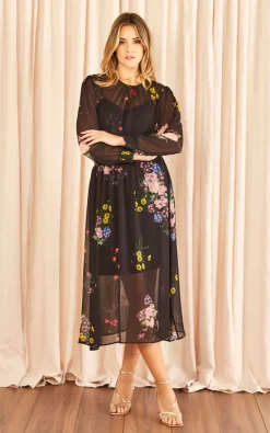 Best Sale ???? URBAN TOUCH Floral Print Long Sleeve ???? Dress Black ???? -Zack Sales Store 2022 11 14 Jen Meg UrbanTouch19126
