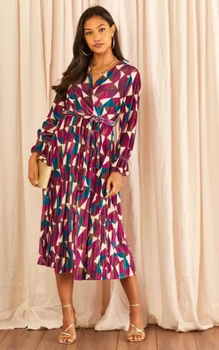 Wholesale ✨ Blue Vanilla Geo Print Velvet Wrap Pleated ???? Dress ???? -Zack Sales Store 2022 11 16 Tom Julia BlueVanilla