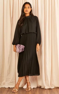 Budget ???? Blue Vanilla Pleated High Neck Blouson ???? Dress ???? -Zack Sales Store 2022 11 16 Tom Julia BlueVanilla22344