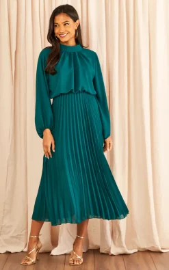 Buy ???? Blue Vanilla Pleated High Neck Blouson ???? Dress Bottle Green ???? -Zack Sales Store 2022 11 16 Tom Julia BlueVanilla22410