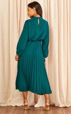 Buy ???? Blue Vanilla Pleated High Neck Blouson ???? Dress Bottle Green ???? -Zack Sales Store 2022 11 16 Tom Julia BlueVanilla22417