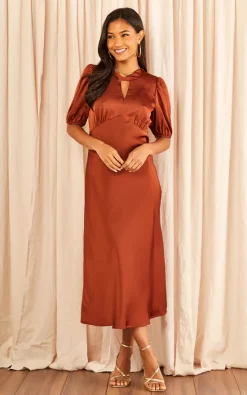 Flash Sale ???? LIENA Exclusive Celia Twist Neck Satin Slip Eco Bridesmaid ???? Dress Rust ❤️ -Zack Sales Store 2022 11 16 Tom Julia Liena23292