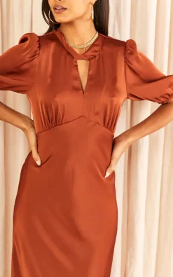 Flash Sale ???? LIENA Exclusive Celia Twist Neck Satin Slip Eco Bridesmaid ???? Dress Rust ❤️ -Zack Sales Store 2022 11 16 Tom Julia Liena23306
