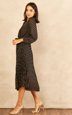 Wholesale ❤️ Blue Vanilla Pleated Wrap Metallic Spot ???? Dress ???? -Zack Sales Store 2022 11 16 Tom Mollie BlueVanilla20524