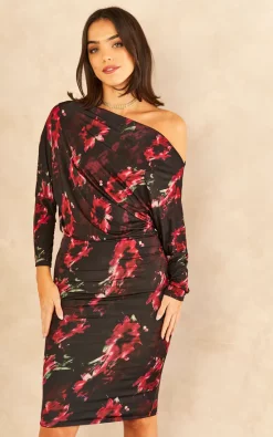 Brand new ???? Honor Gold Aubrey Red Black Batwing Floral Print Midi ???? Dress ????