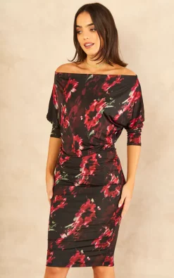Brand new ???? Honor Gold Aubrey Red Black Batwing Floral Print Midi ???? Dress ???? -Zack Sales Store 2022 11 16 Tom Mollie HonorGold20872