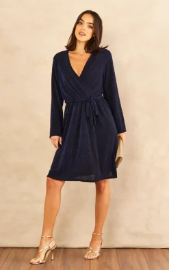 Cheapest ???? KURT MULLER Royal Blue Shimmer Sparkle Crossover Midi ???? Dress ???? -Zack Sales Store 2022 11 16 Tom Mollie KurtMuller20277